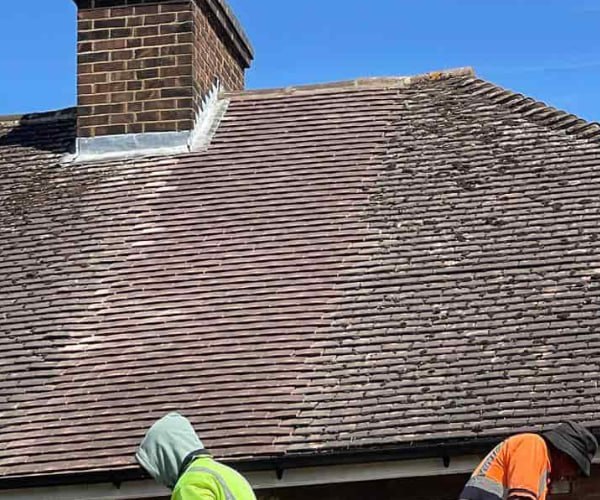 This is a photo of a roof which has just been repaired. Works carried out by LNM Roofing Featherstone